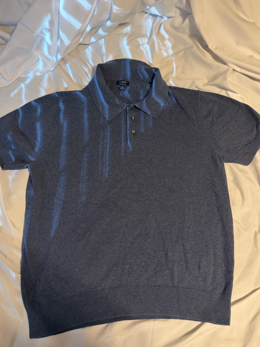 J. Crew Heathered Navy Short-Sleeve Polo